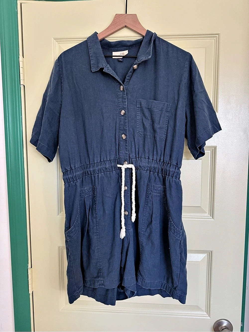 Universal Thread Short Sleeve Utility Romper Blue Large